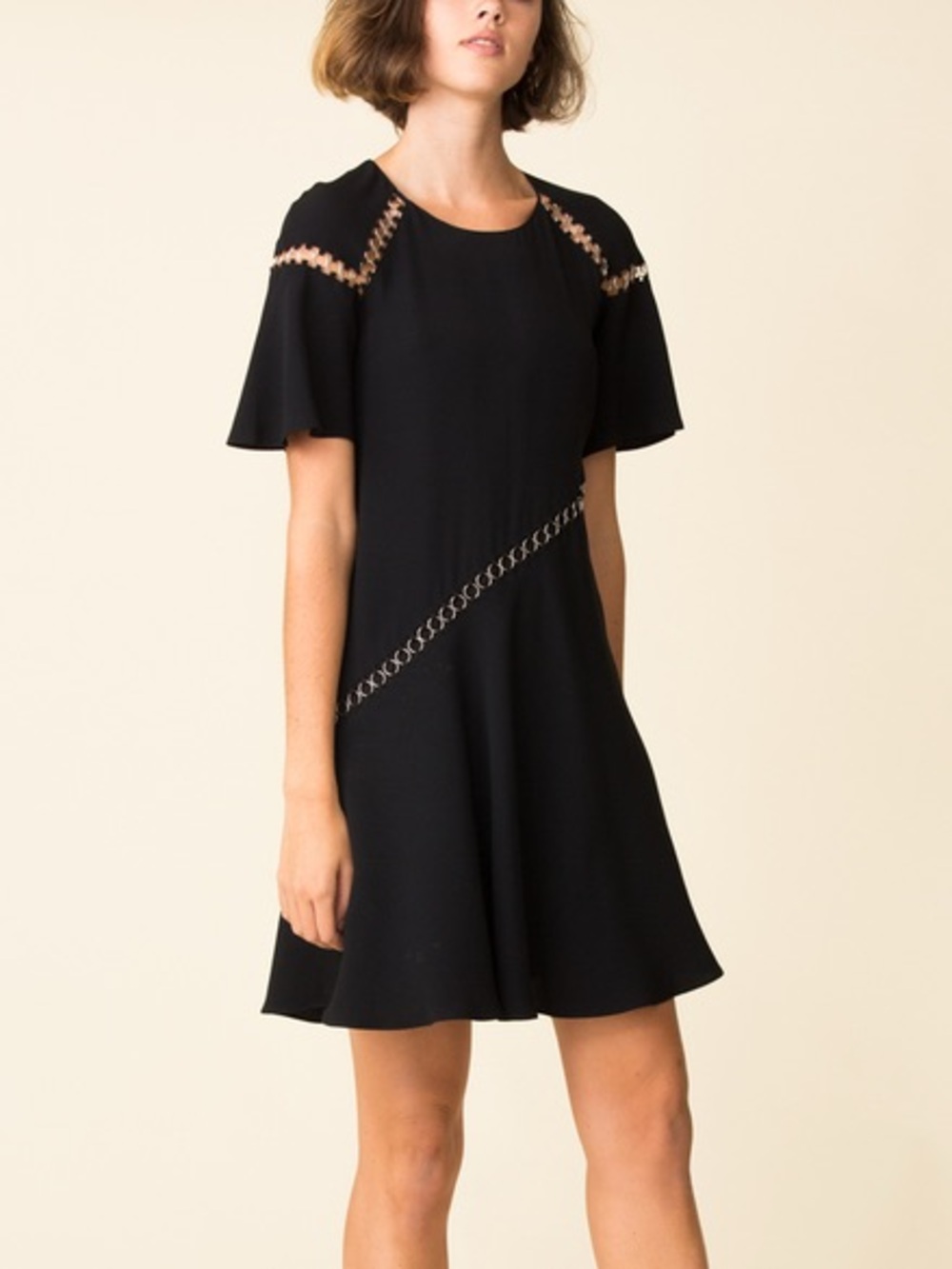 NWT ALC Mitchell Dress w O-ring Metallic Accent Sz 2 Whimsigoth Quiet Luxury